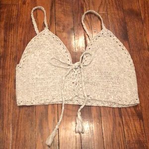 Cropped crochet tank top